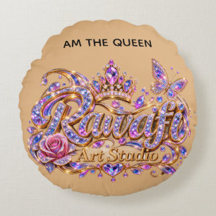 Kristallen Koningin Roze Bloemrijke Elegantie Rond Kussen