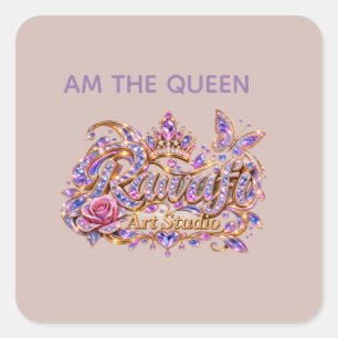 Kristallen Koningin Roze Elegantie Vierkante Sticker