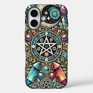 Kristallen, maan, sterren en hekserij iPhone 16 hoesje