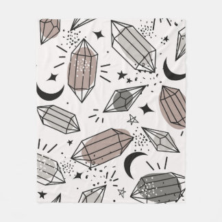 Kristallen, Maan, Sterren, Overlappend Ontwerp. Fleece Deken
