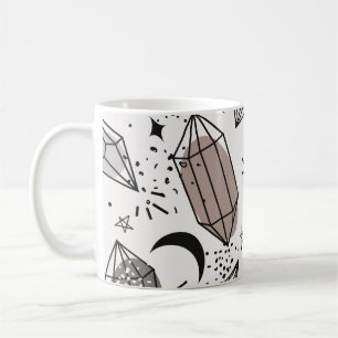 Kristallen, Maan, Sterren, Overlappend Ontwerp. Koffiemok