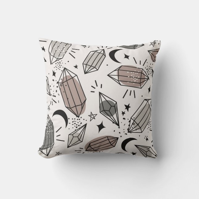 Kristallen, Maan, Sterren, Overlappend Ontwerp. Kussen (Voorkant)