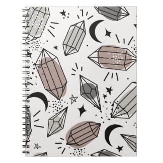 Kristallen, Maan, Sterren, Overlappend Ontwerp. Notitieboek