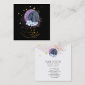 ** Kristallen Moon Sky Cosmos Healing Hand Vierkante Visitekaartje (Voorkant / Achterkant)