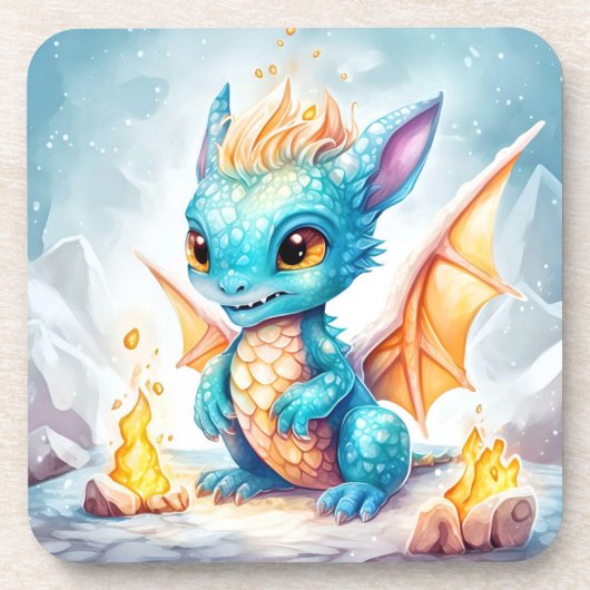 Kristallen Schattigee Baby Blue Dragon-68799 Bier Onderzetter (Voorkant)