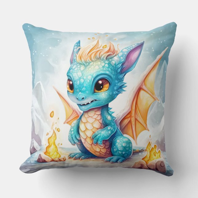 Kristallen Schattigee Baby Blue Dragon-68799 Kussen (Voorkant)
