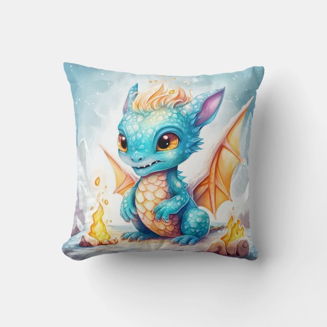 Kristallen Schattigee Baby Blue Dragon-68799 Kussen (Voorkant)