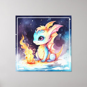 Kristallen Schattigee Baby Dragon-68799 Canvas Afdruk