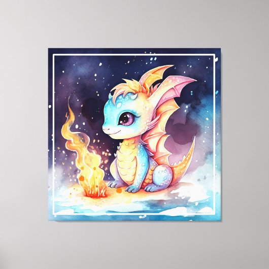 Kristallen Schattigee Baby Dragon-68799 Canvas Afdruk (Voorkant)