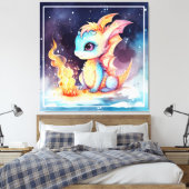 Kristallen Schattigee Baby Dragon-68799 Canvas Afdruk (Insitu (Slaapkamer))
