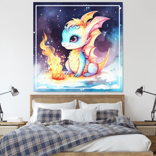 Kristallen Schattigee Baby Dragon-68799 Canvas Afdruk (Insitu (Slaapkamer))