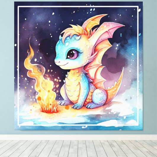 Kristallen Schattigee Baby Dragon-68799 Canvas Afdruk (Insitu (Houten vloer))