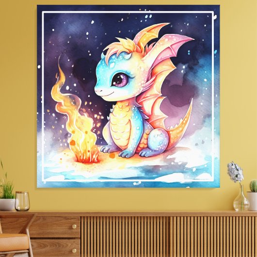 Kristallen Schattigee Baby Dragon-68799 Canvas Afdruk (Insitu (Woonkamer))