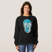 Kristallen Schedel in Blauw Trui (Voorkant volledig)