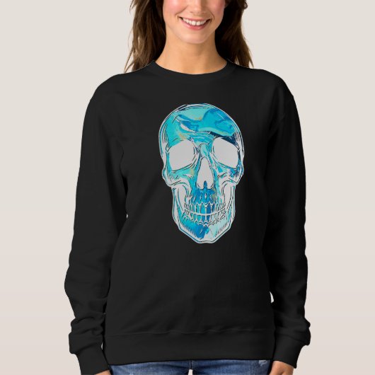 Kristallen Schedel in Blauw Trui (Voorkant)