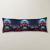 Kristallen schedel met robijnrode ogen Lichaamskus Lichaamskussen (Achterkant)