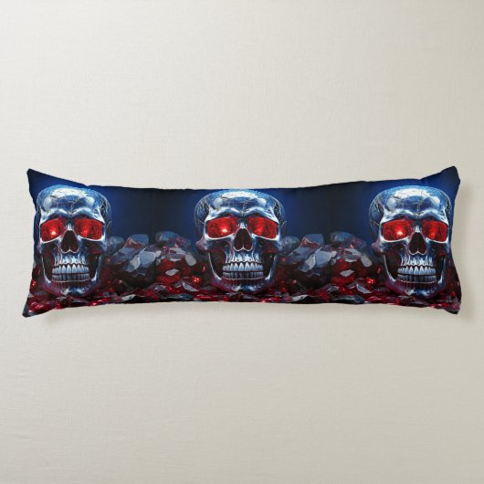 Kristallen schedel met robijnrode ogen Lichaamskus Lichaamskussen (Voorkant)