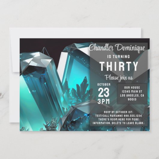 Kristallen Sieraden Vissen Aquamarine Maart Verjaa Kaart (Voorkant)