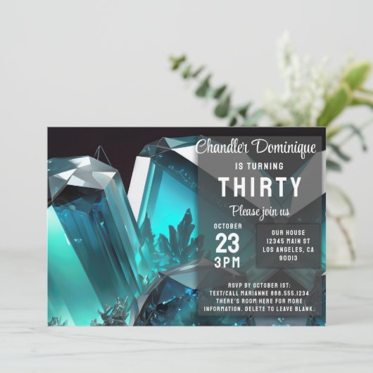 Kristallen Sieraden Vissen Aquamarine Maart Verjaa Kaart (Staand voorkant)