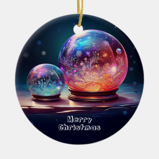 Kristallen Sneeuwballen Kerstfeest Ornament (Voorkant)