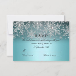Kristallen Sneeuwvlok Blauwe Winter RSVP Kaartje