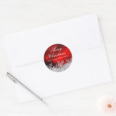 Kristallen Sneeuwvlok Rode Kerststicker Ronde Sticker (Envelop)
