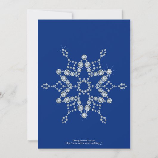 Kristallen sneeuwvlokken blauwe bruiloft kaart (Achterkant)