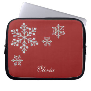 Kristallen Sneeuwvlokken Rode Laptophoes Laptop Sleeve