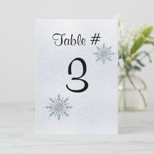 Kristallen Sneeuwvlokken Winter Bruiloft Tafel Num Kaart (Staand voorkant)