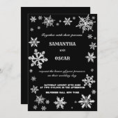 Kristallen sneeuwvlokken winterbruiloft kaart (Voorkant / Achterkant)