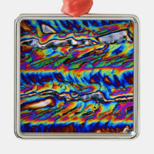 Kristallen van zinkacetaat onder de microscoop metalen ornament