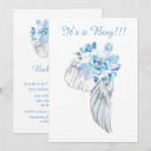 ** Kristallen Veren Engel Vleugel Douche Uitnodigi Kaart (Voorkant / Achterkant)