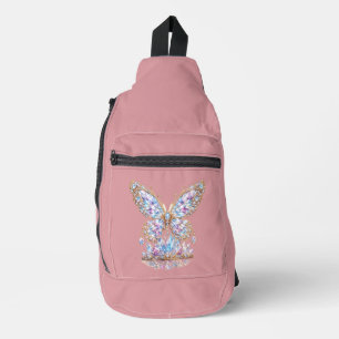 Kristallen Vlinder Kleurrijke Glans Sling Bag