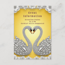 💍 Kristallen Zwanen Paar Glam Decoratieve Stijl🌸 Informatiekaartje