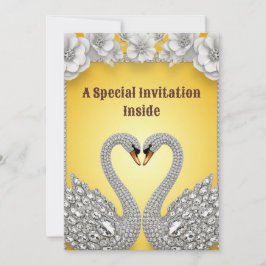 Kristallen Zwanenpaar Romantische Gouden Lay-out Save The Date
