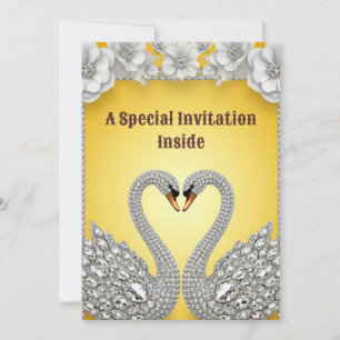 Kristallen Zwanenpaar Romantische Gouden Lay-out Save The Date