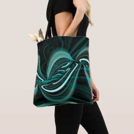 Kristallijn op donkergroene cyaancurven en rimpels tote bag
