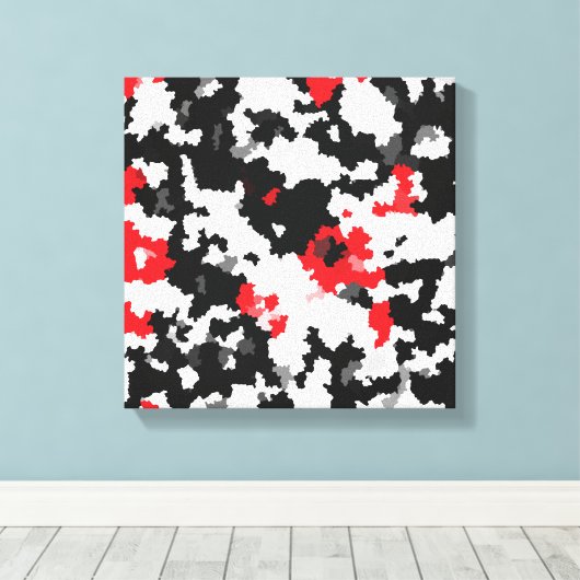 Kristallijn rood zwart-wit Abstract patroon Canvas Afdruk (Insitu (Houten vloer))
