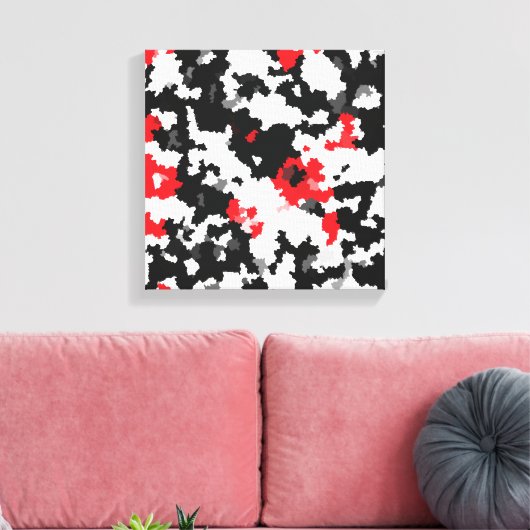 Kristallijn rood zwart-wit Abstract patroon Canvas Afdruk (Insitu (Woonkamer))