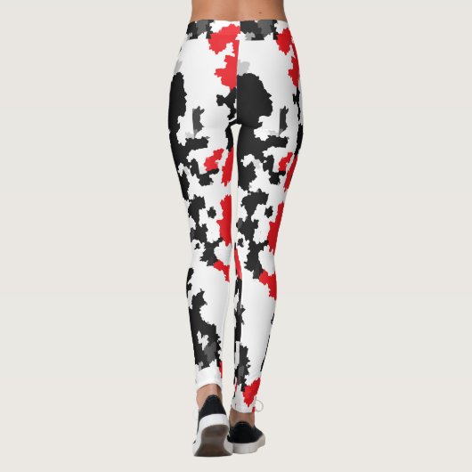 Kristallijn rood zwart-wit Abstract patroon Leggings (Achterkant)