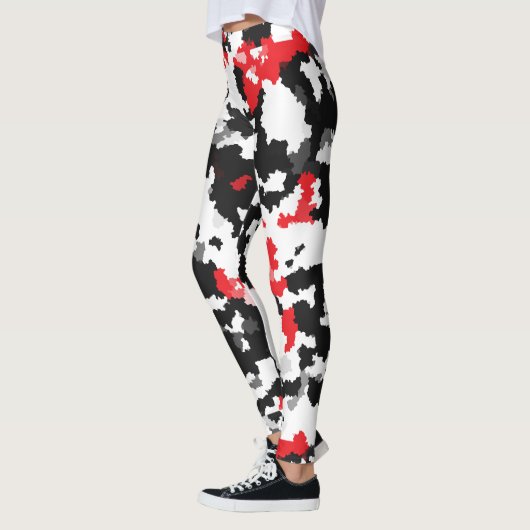 Kristallijn rood zwart-wit Abstract patroon Leggings (Links)