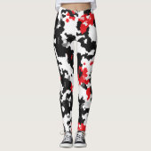 Kristallijn rood zwart-wit Abstract patroon Leggings (Voorkant)