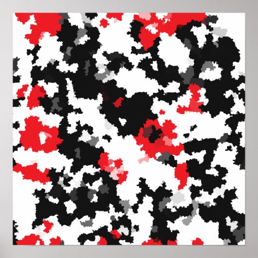 Kristallijn rood zwart-wit Abstract patroon Poster (Voorkant)