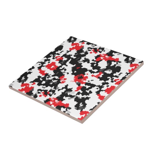 Kristallijn rood zwart-wit Abstract patroon Tegeltje (Zijkant)