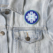 kristallijne sneeuwvlok ronde button 5,7 cm (In situ)