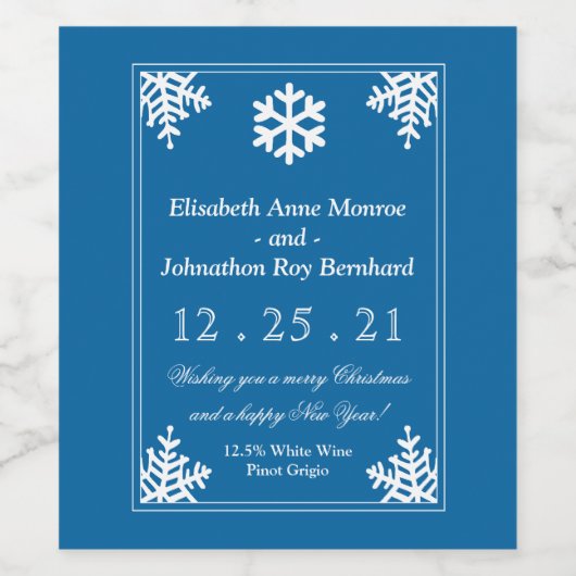 Kristallijne snowflake kerstwijn wijn etiket (Enkel label)