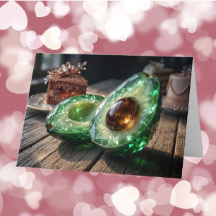 Kristallijnen Avocado Gelukkig Valentijnsdag Foto Kaart