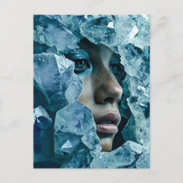 Kristalmasker vrouw versierd met mineraal fluoriet feestdagenkaart