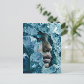 Kristalmasker vrouw versierd met mineraal fluoriet feestdagenkaart (Staand voorkant)