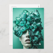 Kristalmasker vrouw versierd met mineraal fluoriet feestdagenkaart (Voorkant / Achterkant)